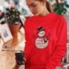 Women's Festive Christmas Sweatshirt - Unique Holiday Print, Snowman Design