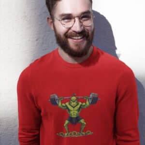 Men's Cozy Bitcoin Christmas Sweatshirt - Ideal Gift for Crypto Fans, Grinch