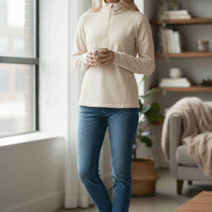 Mondetta Women's Ribbed Quarter-Zip Top with Custom Embroidery