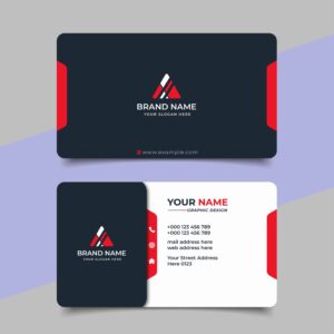 Custom business card design featuring a professional layout with a logo, contact information, and a modern color scheme, suitable for branding and networking.