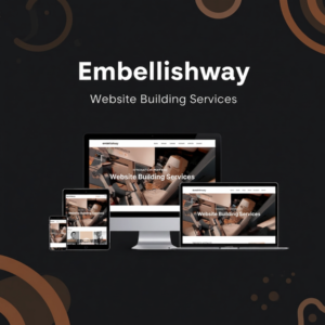 Embellishway website building services displayed on multiple devices, highlighting responsive design and SEO optimization.