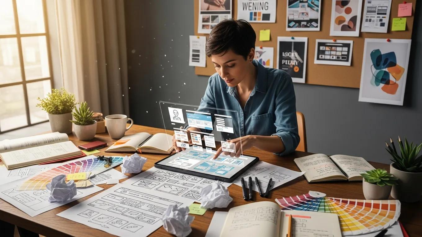 Designer creating a digital prototype for a custom website