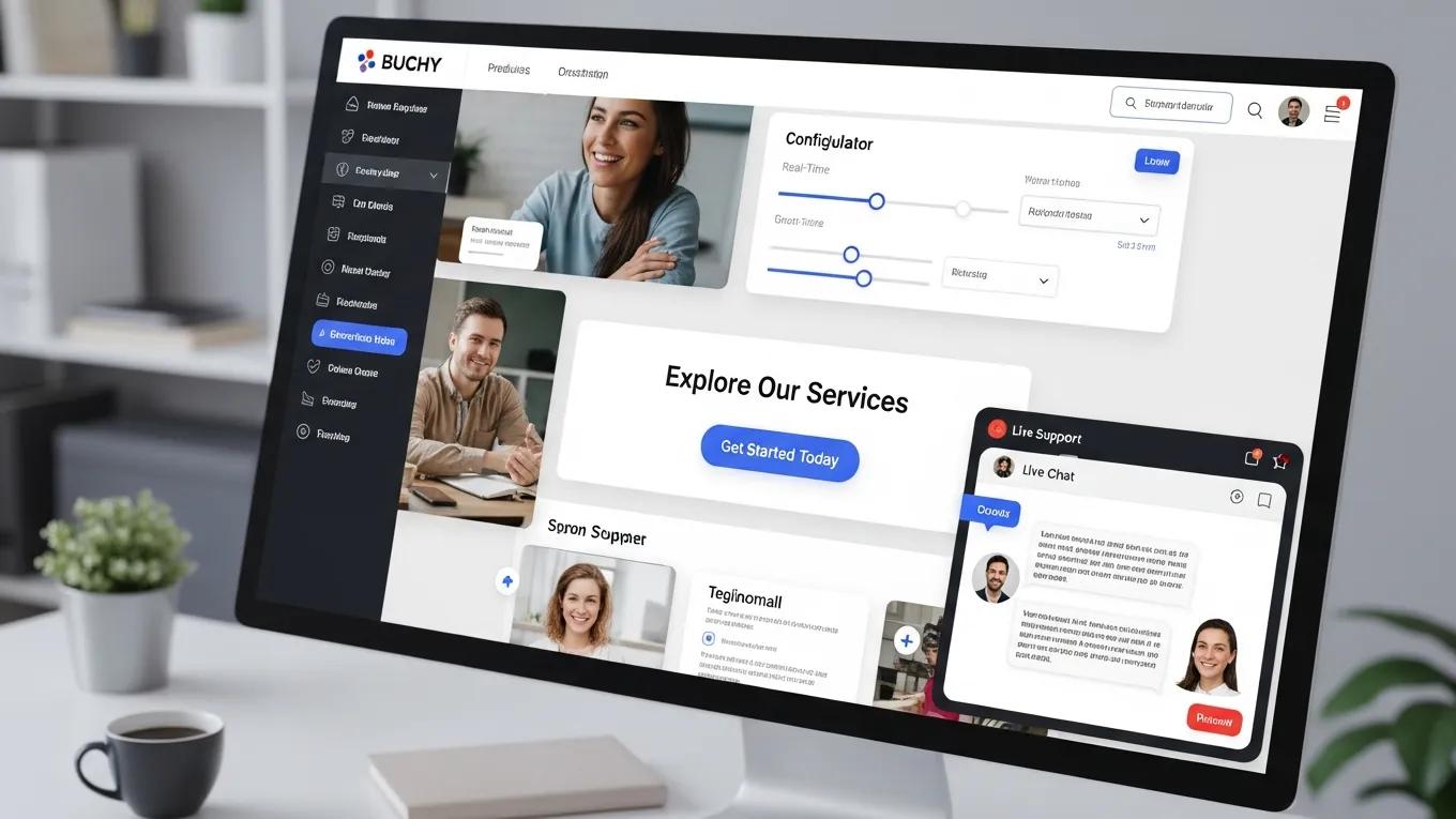 Engaging website features like live chat and interactive elements driving customer interaction