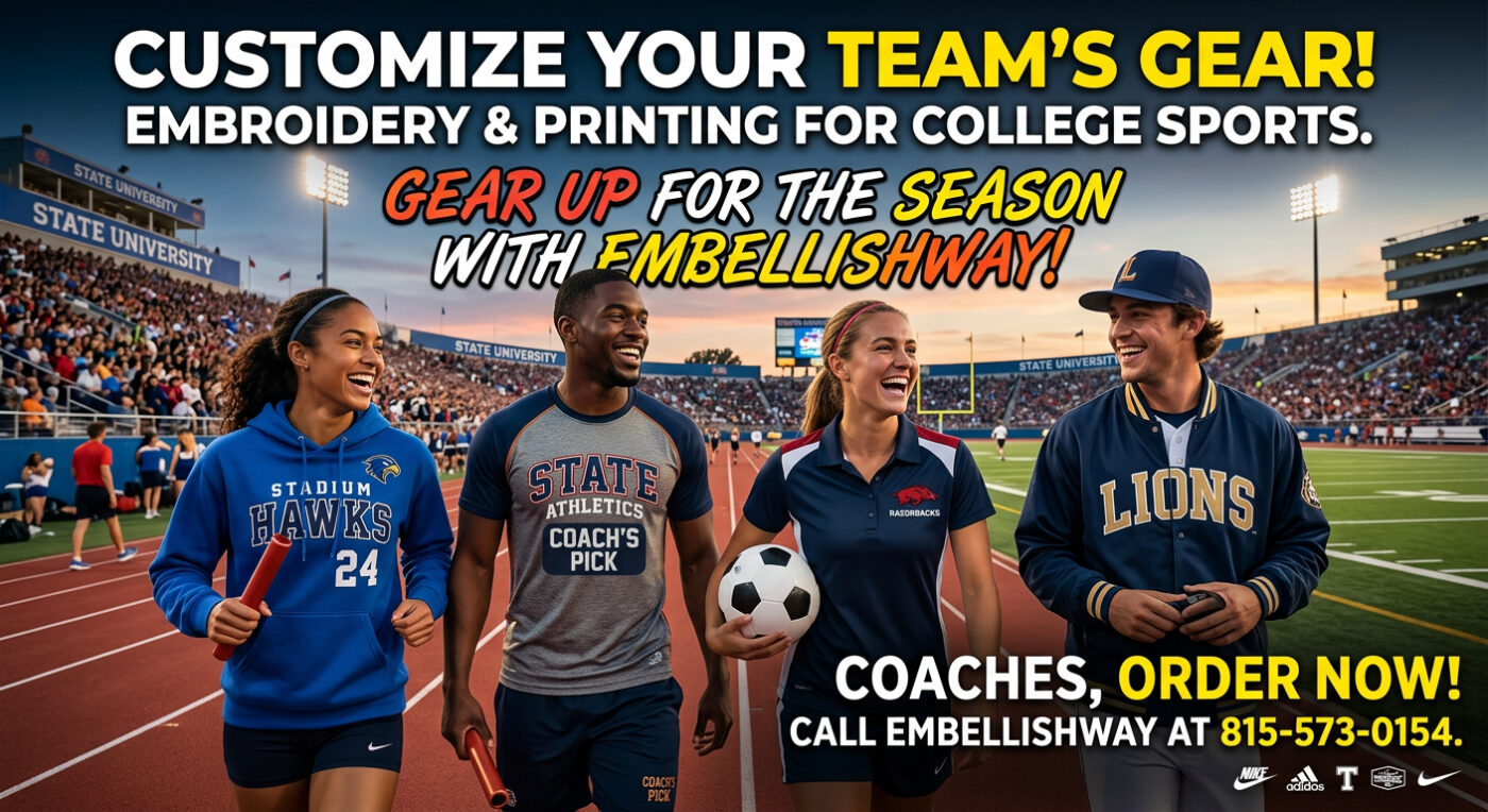 Embellishway custom embroidery and DTF gang sheet printing showcase