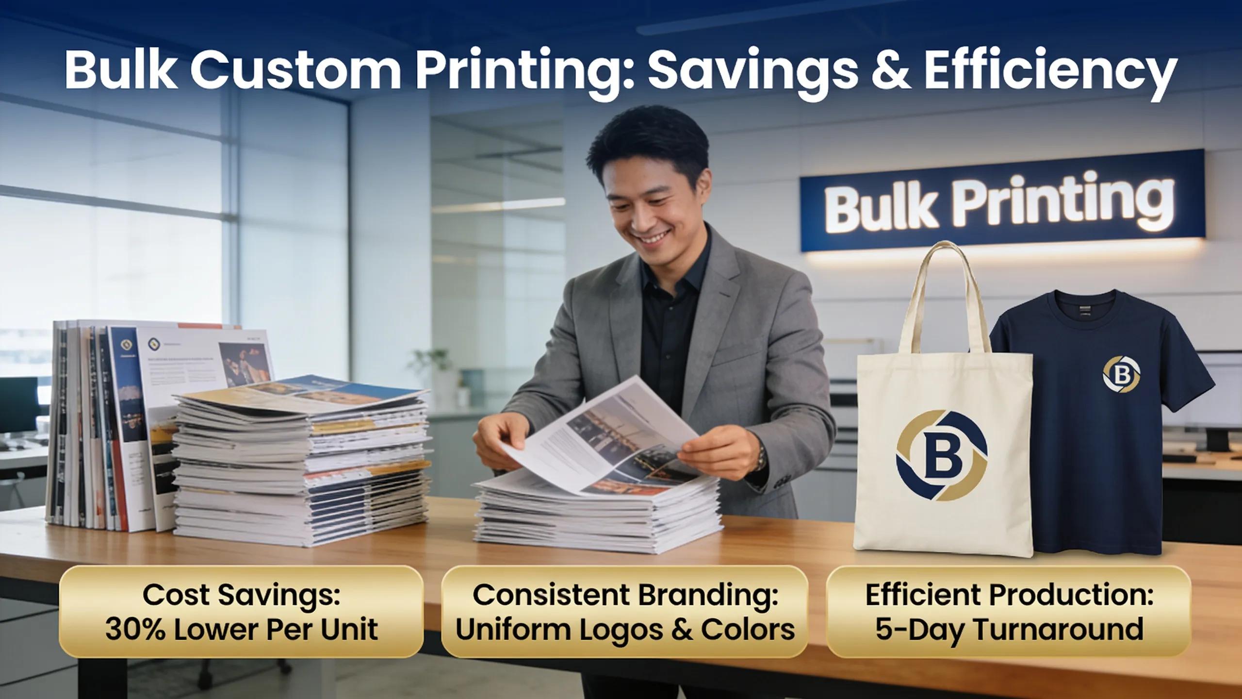 Visual representation of benefits from bulk custom printing orders for businesses