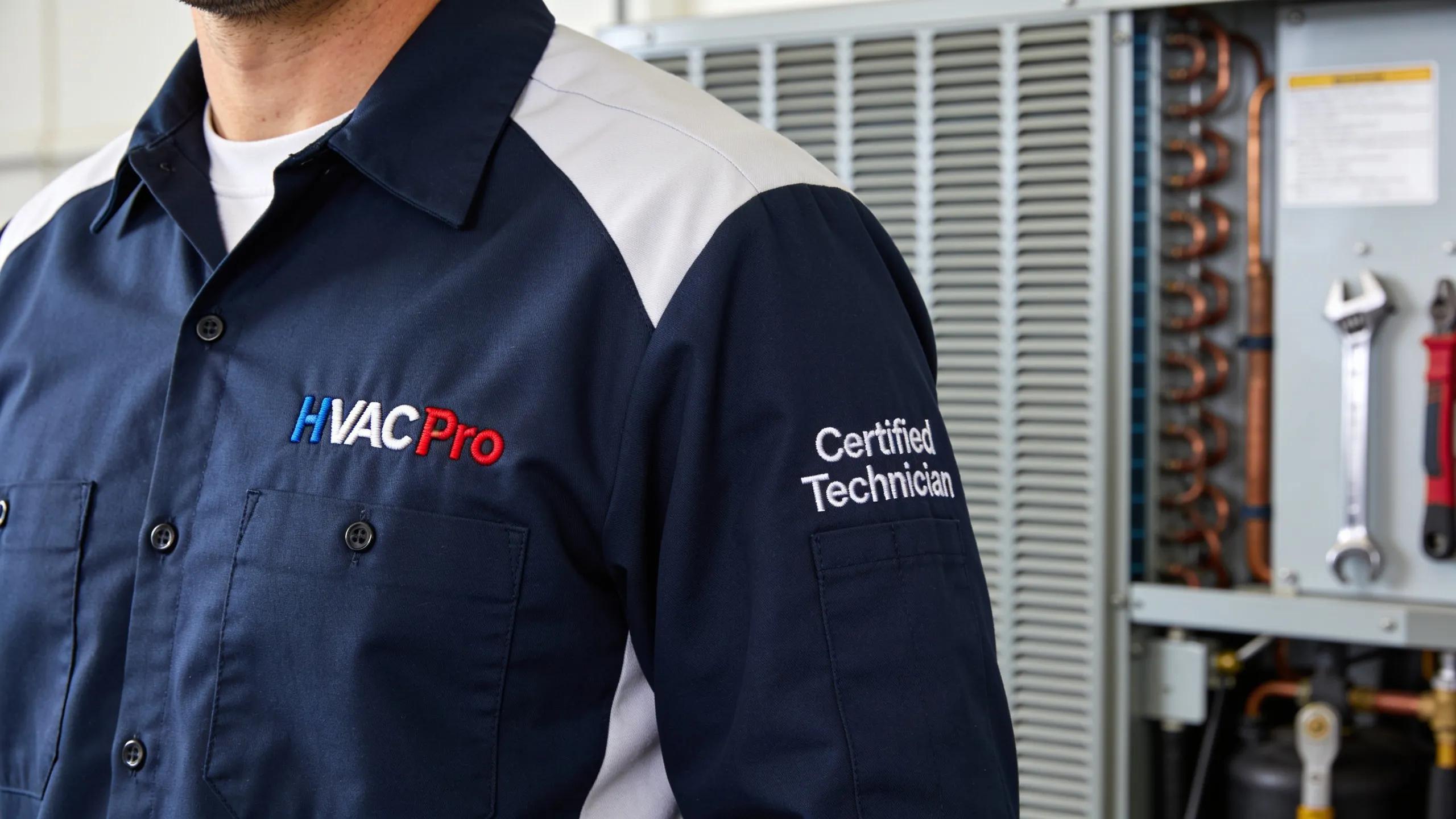 HVAC technician in customized uniform illustrating branding and professional appearance