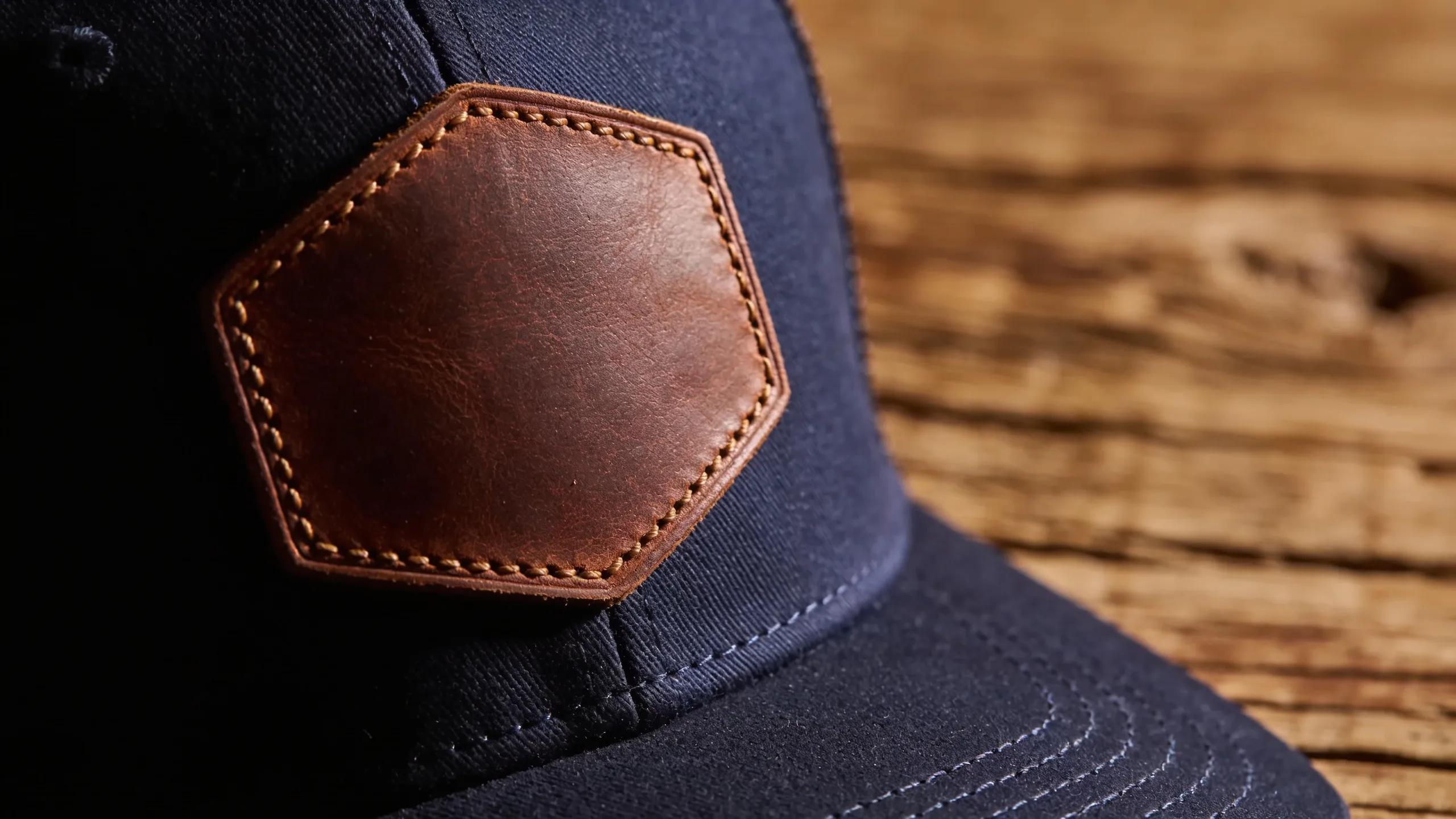 High-quality leather patch hat showcasing detail and texture on a rustic background