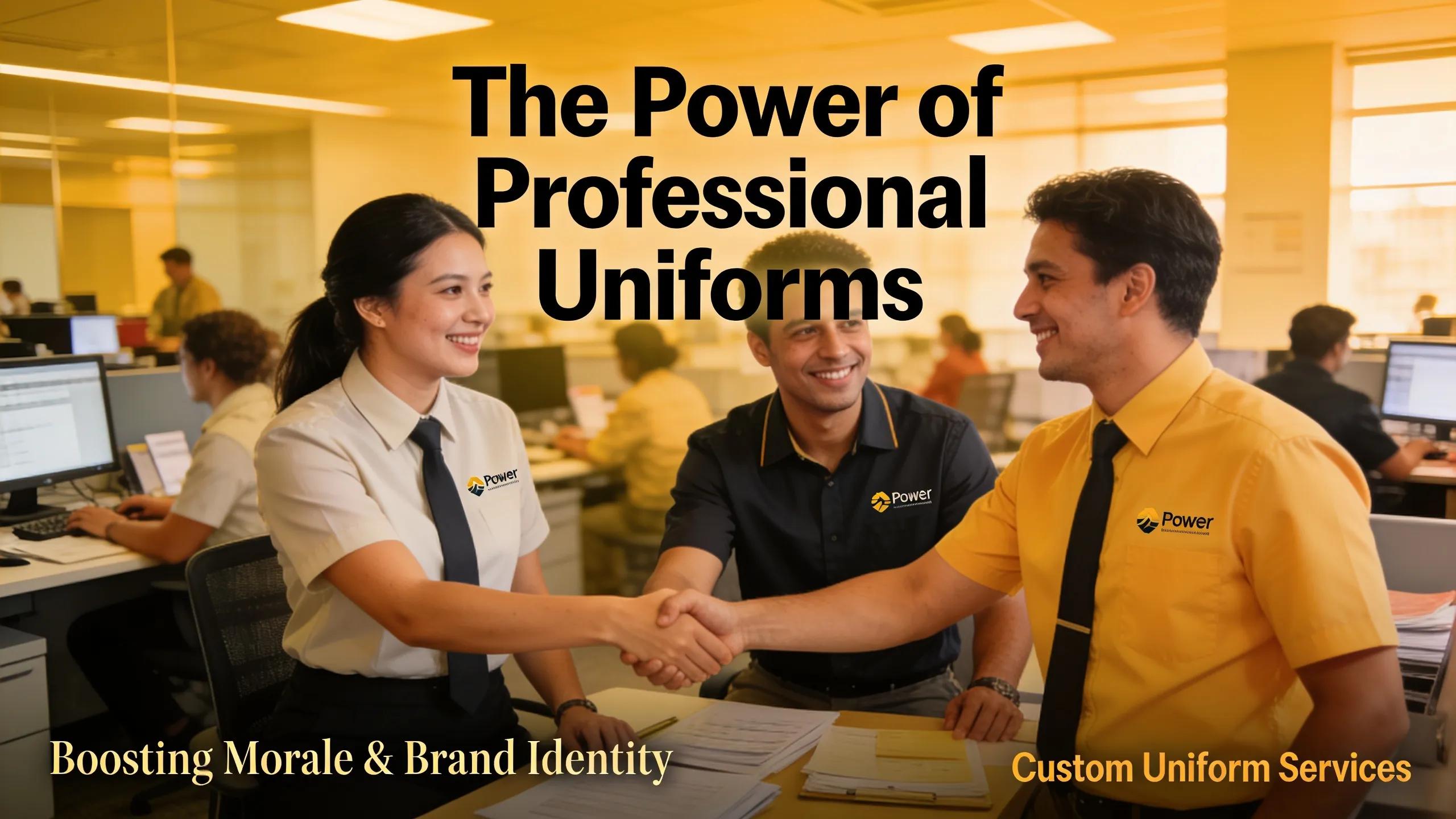 Employees in custom uniforms enhancing brand recognition and teamwork in a professional setting