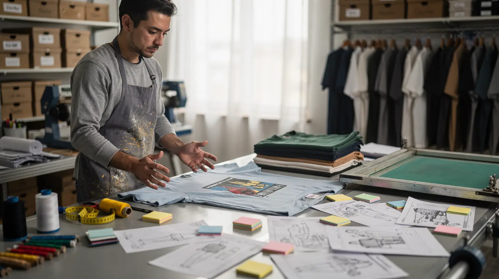 Because production for embroidery, screen printing, and DTF runs through one studio, an issue caught